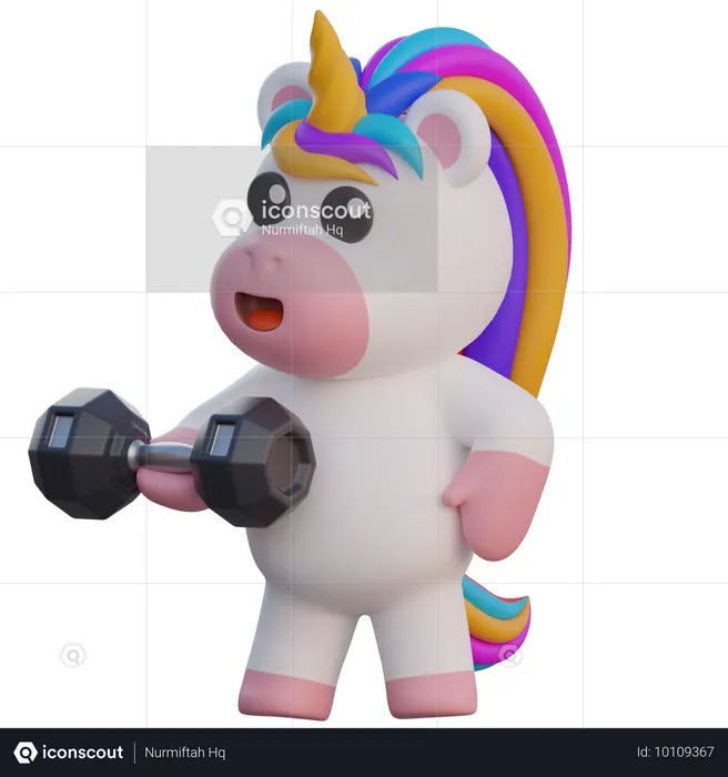 Unicorn Lifting Barbell  3D Illustration