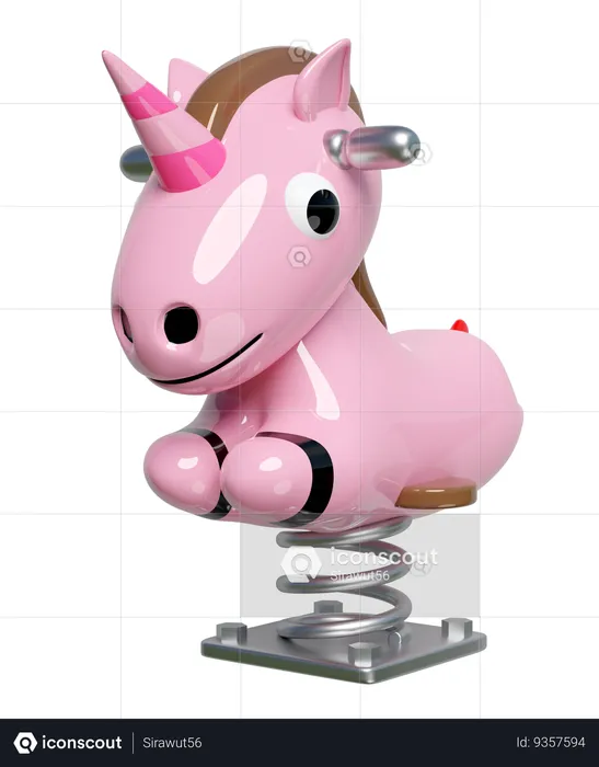 Unicorn spring rider  3D Illustration