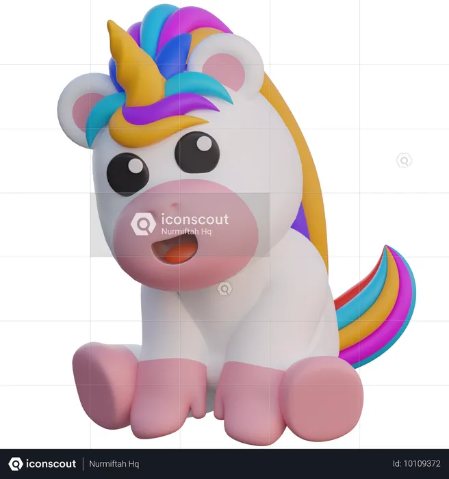 Unicornio sentado  3D Illustration