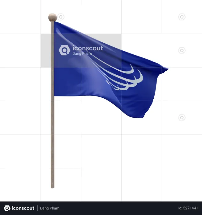 Union of South American Nations Flagpole Flag 3D Icon
