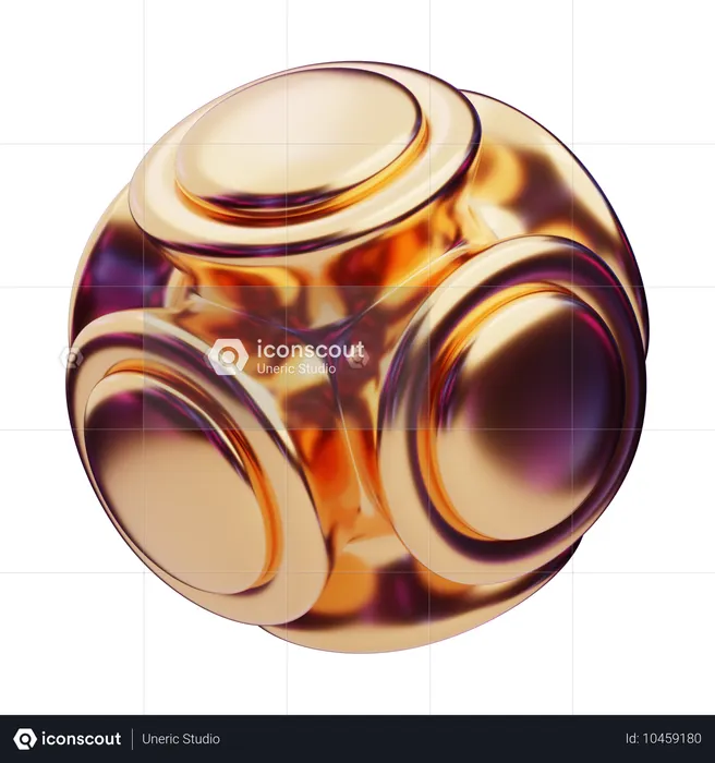 Unión orbital dorada abstracta cromática  3D Icon