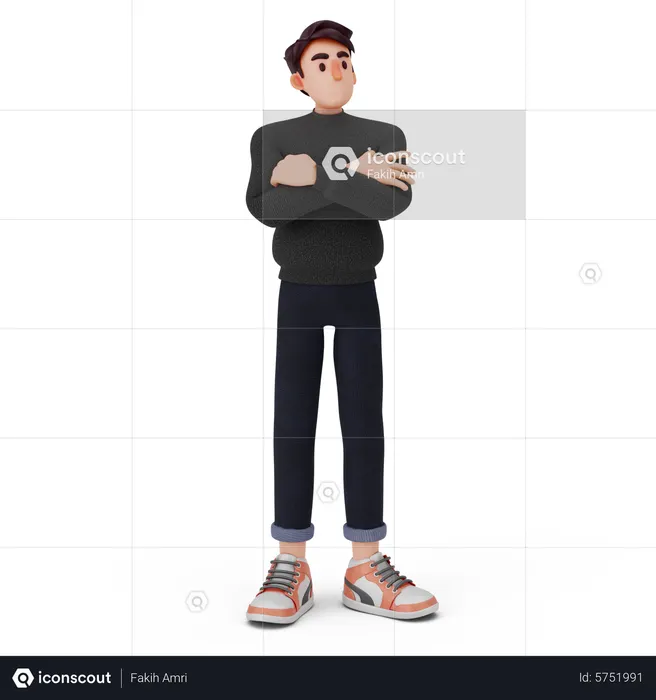Unique boy giving standing pose  3D Illustration