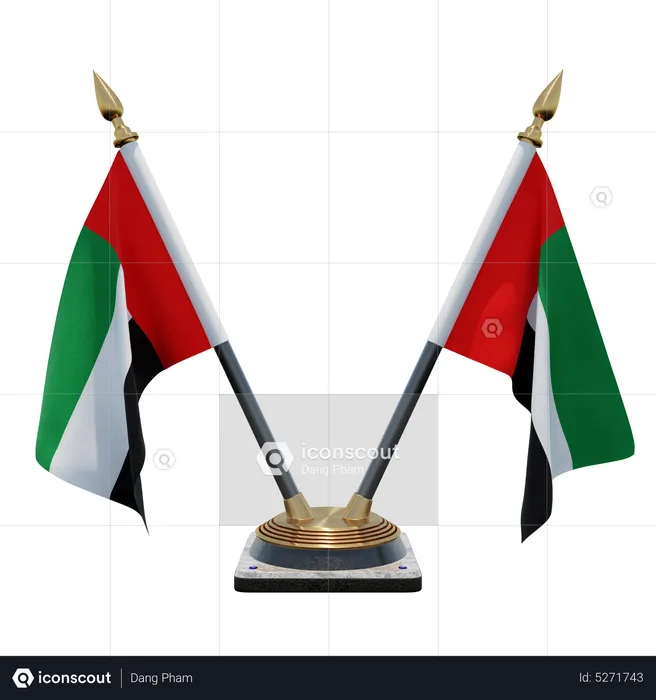 United Arab Emirates Double (V) Desk Flag Stand Flag 3D Icon