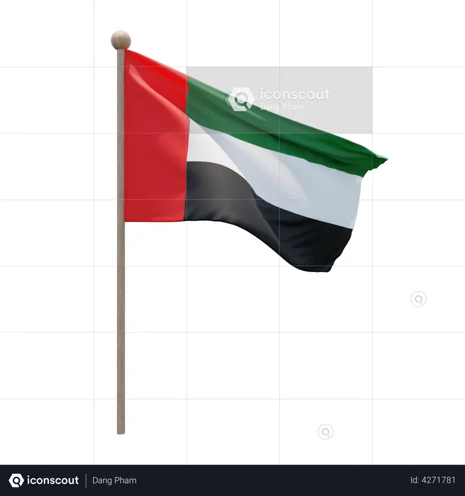 United Arab Emirates Flagpole Flag 3D Flag