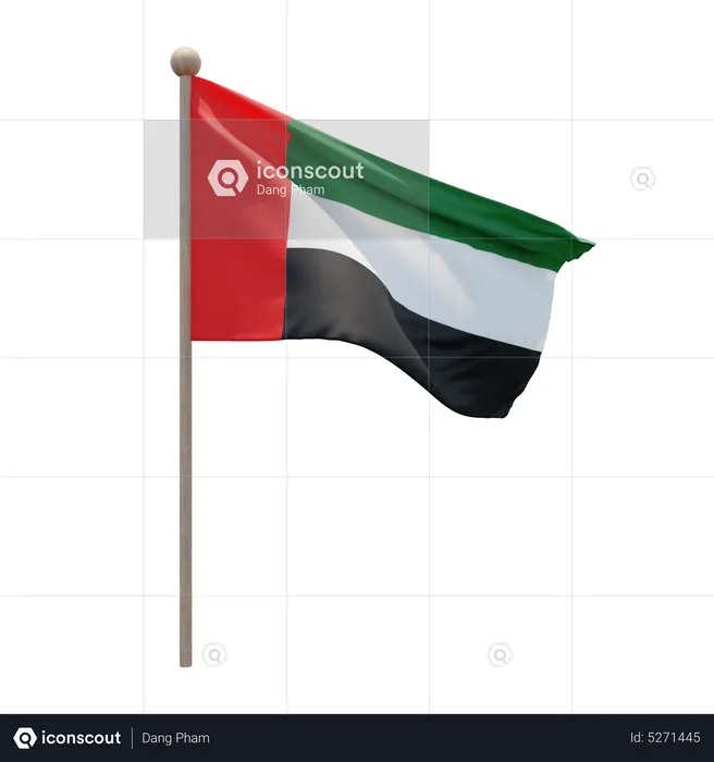 United Arab Emirates Flagpole Flag 3D Icon
