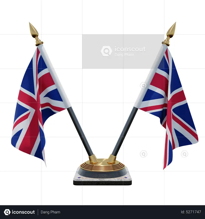 United Kingdom Double (V) Desk Flag Stand Flag 3D Icon