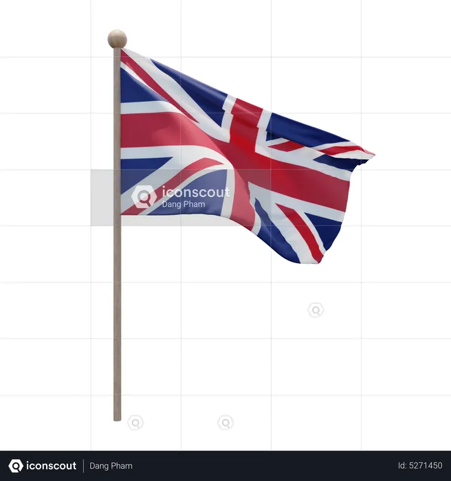 United Kingdom Flagpole Flag 3D Icon