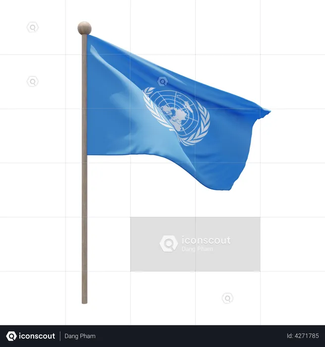 United Nations Flagpole Flag 3D Flag