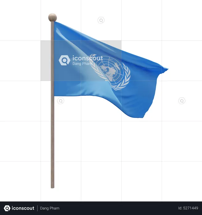 United Nations Flagpole Flag 3D Icon