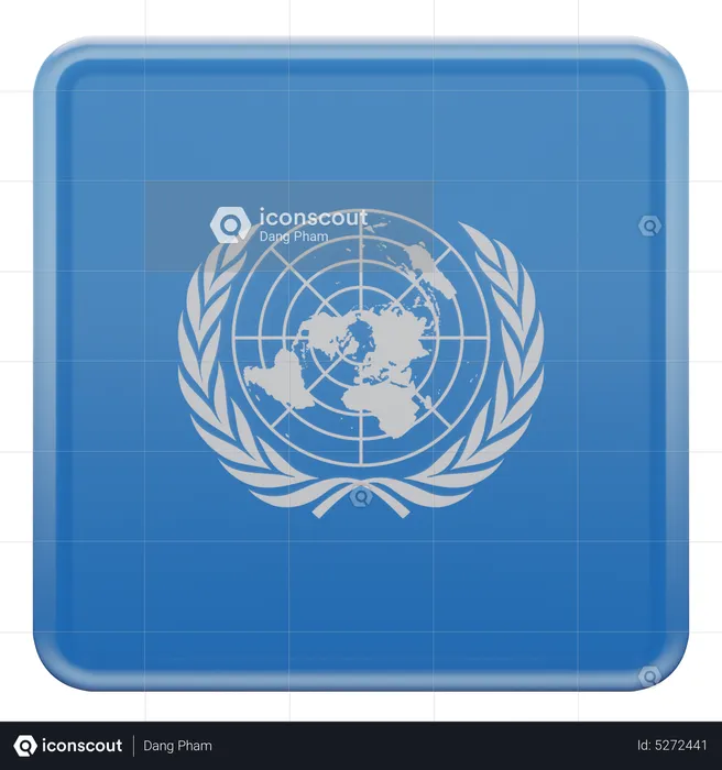United Nations Square Flag Flag 3D Icon