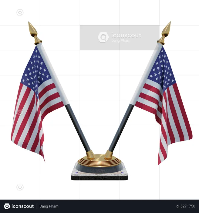United States Double (V) Desk Flag Stand Flag 3D Icon