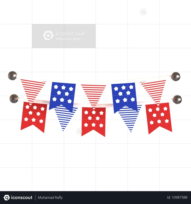 United States Flag Banner  3D Icon