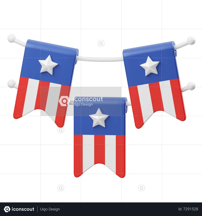 United States Flag Banner  3D Icon