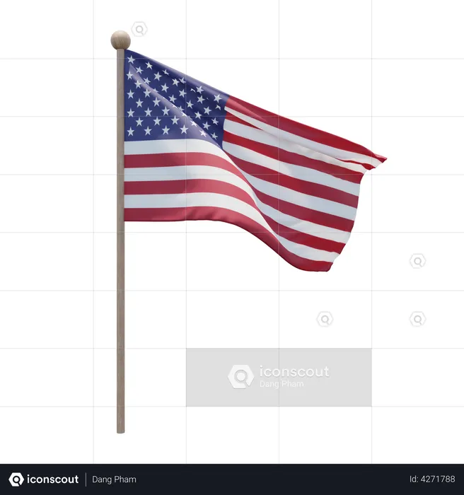 United States Flagpole Flag 3D Flag