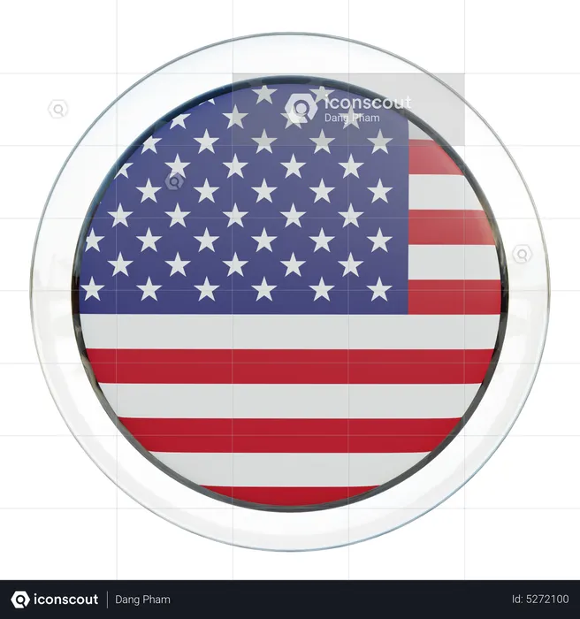 United States Round Flag Flag 3D Icon
