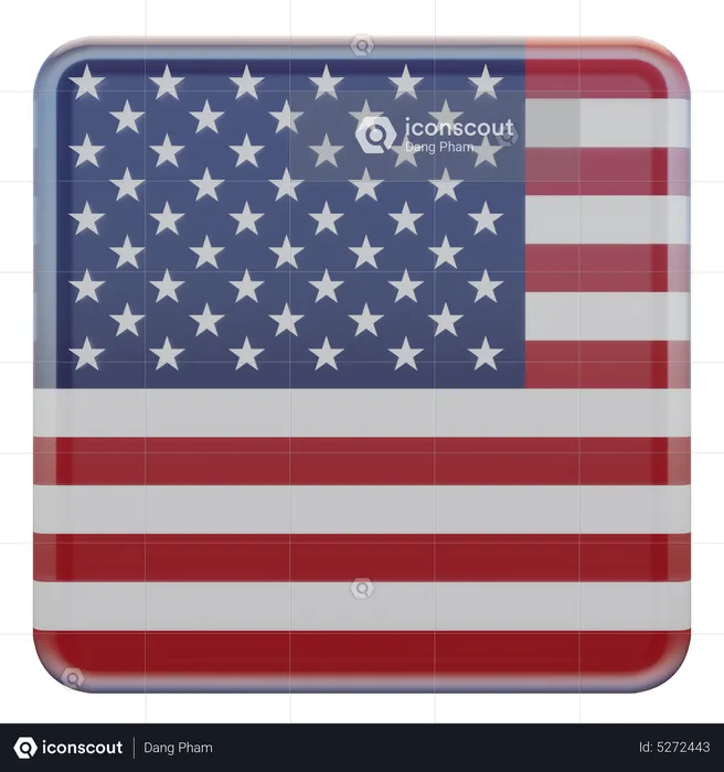 United States Square Flag Flag 3D Icon