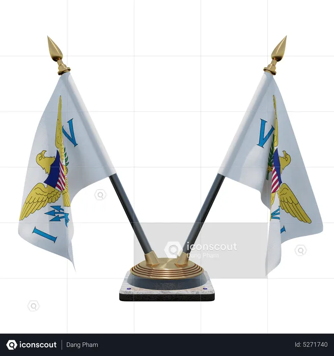 United States Virgin Islands Double (V) Desk Flag Stand Flag 3D Icon