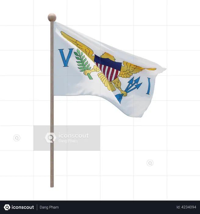 United States Virgin Islands Flag Pole  3D Flag