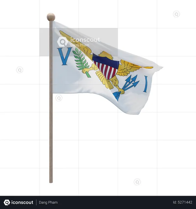 United States Virgin Islands Flagpole Flag 3D Icon