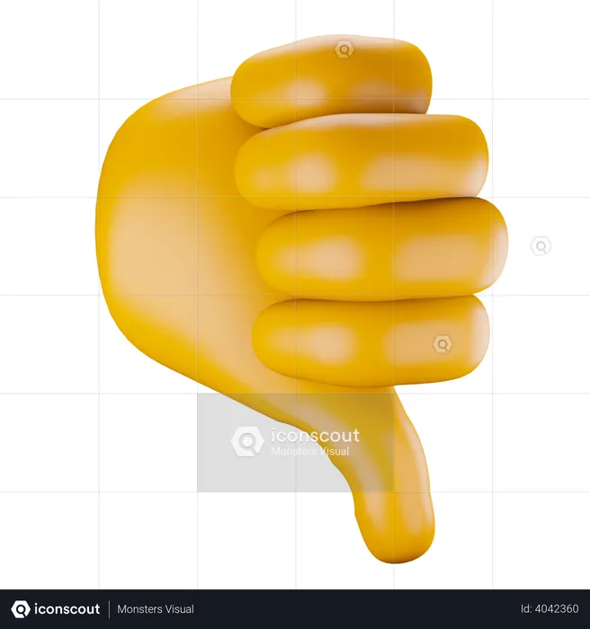 Unlike or thumb down hand gesture  3D Illustration