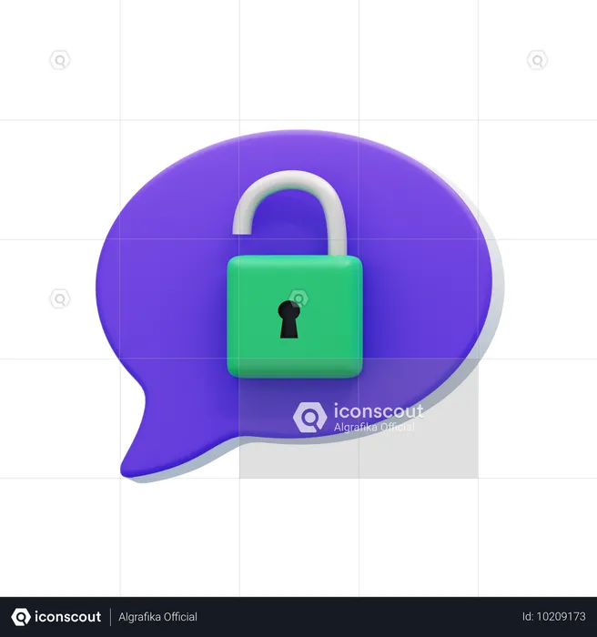 Unlock Chat Bubble  3D Icon