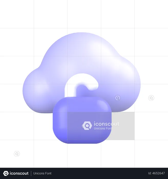 Unlock Cloud  3D Icon