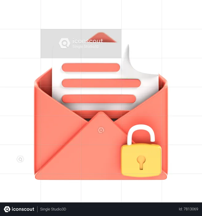 Unlock Mail  3D Icon