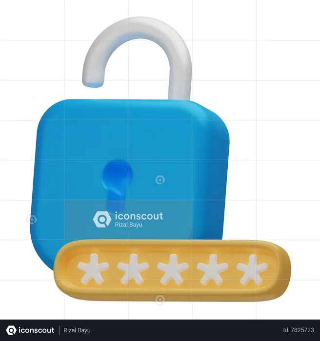 Unlock Password  3D Icon