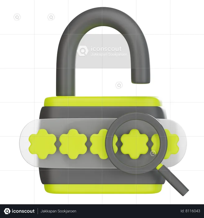 Unlock Password  3D Icon