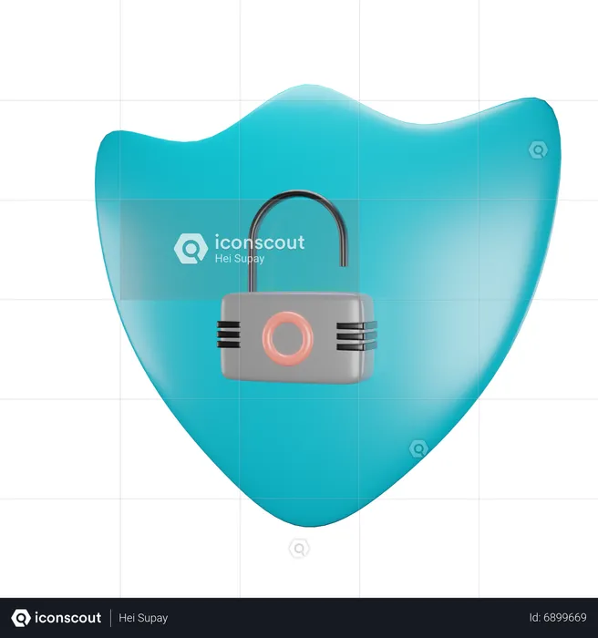 Unlock Shield  3D Icon