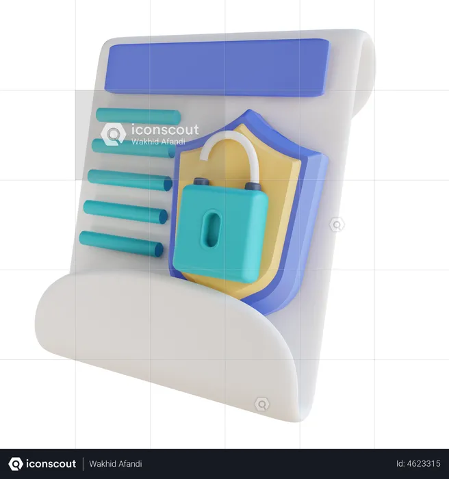 Unlocked Document Security  3D Illustration