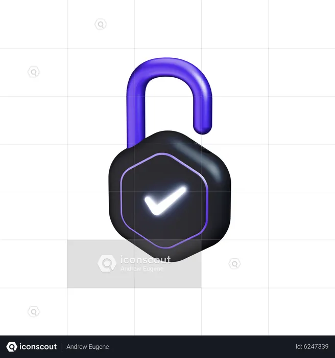 Unlocked with tick side view accent  3D Icon