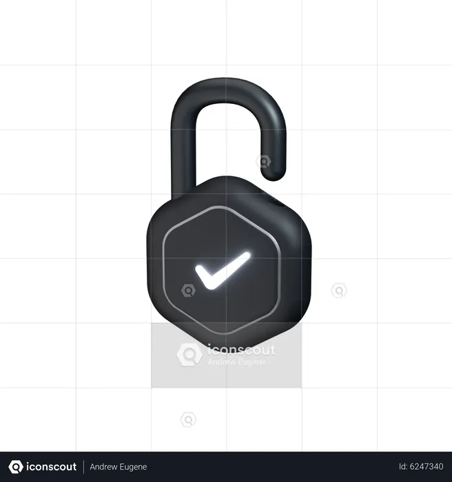 Unlocked with tick side view clay  3D Icon