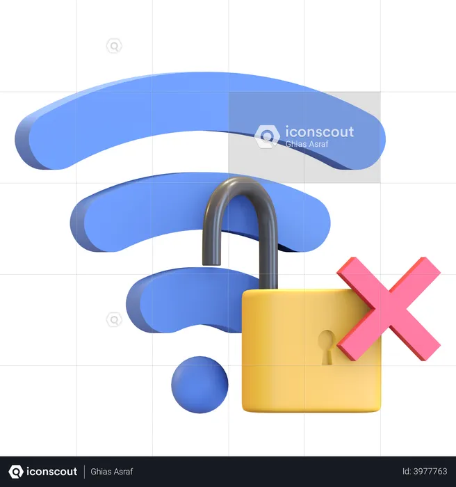 Unprotected wifi  3D Illustration