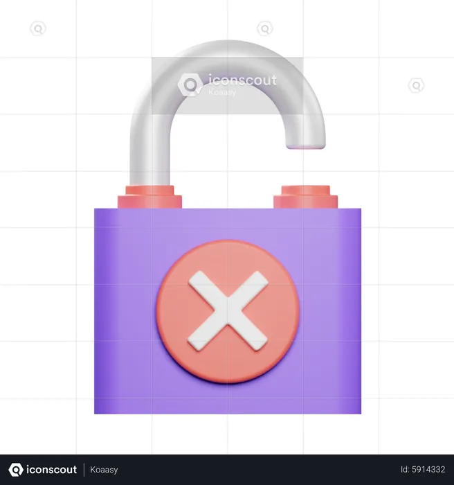 Unsafe Lock  3D Icon