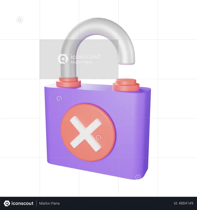 Unsafe Lock  3D Icon