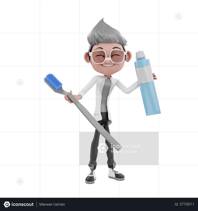 Unterlassen Sie den Arzt mit Zahnbürste und Zahnpasta  3D Icon