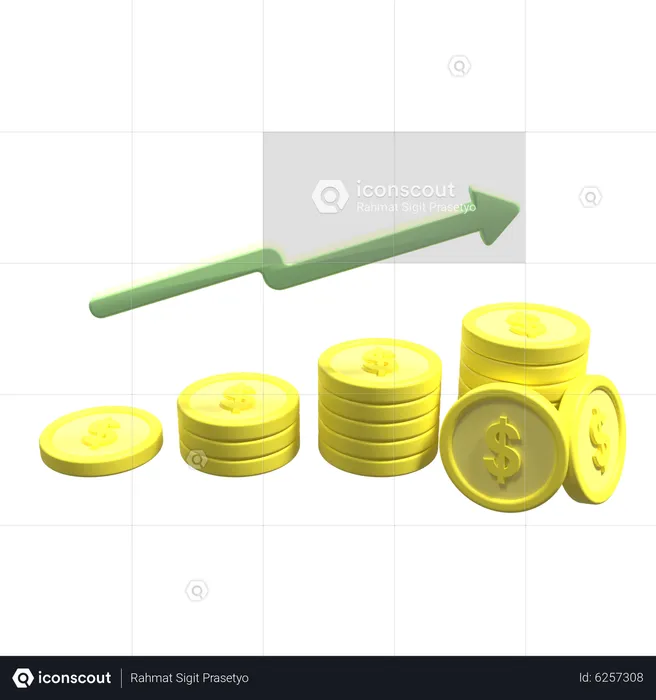 Up Chart Coin  3D Icon