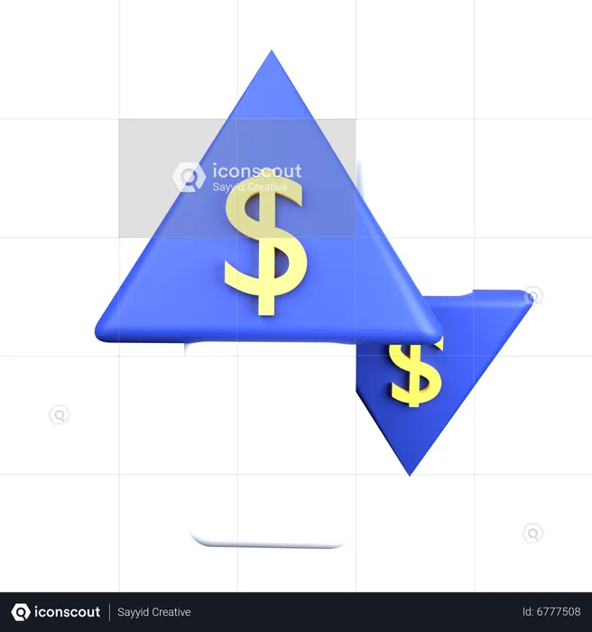 Up Down Dollar  3D Icon