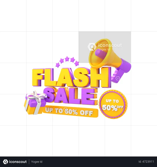 Up to 50 Percent Flash Sale Announcement  3D Illustration