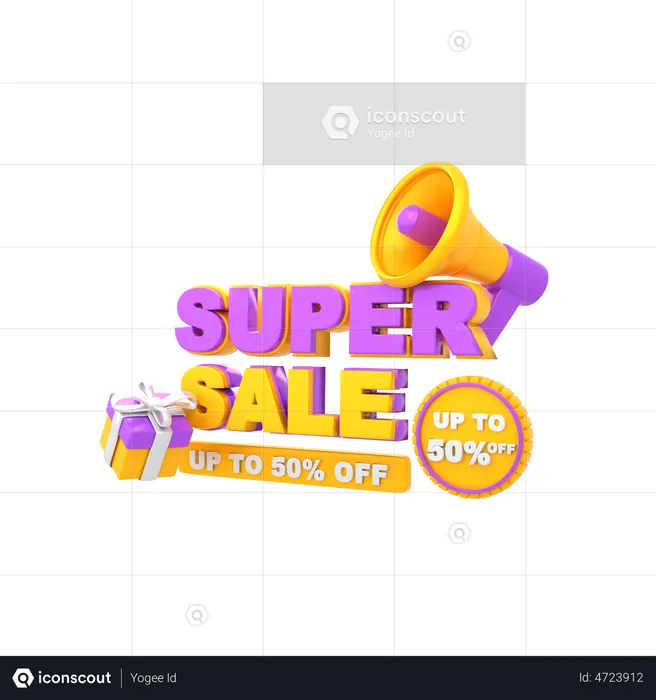 Up to 50 Percent Super Sale Announcement  3D Illustration