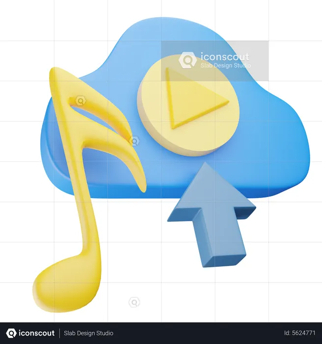 Upload Cloud Music  3D Icon