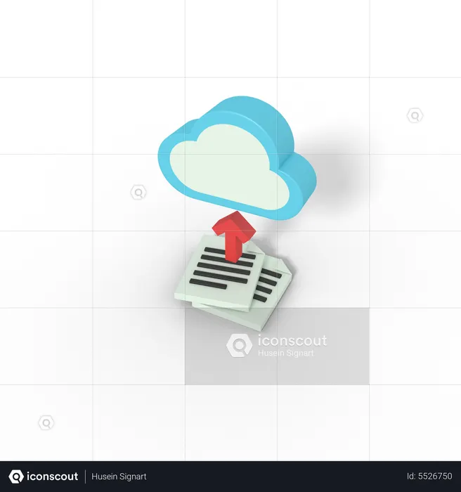 Upload document on cloud  3D Icon