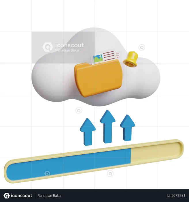 Upload File To Cloud  3D Icon
