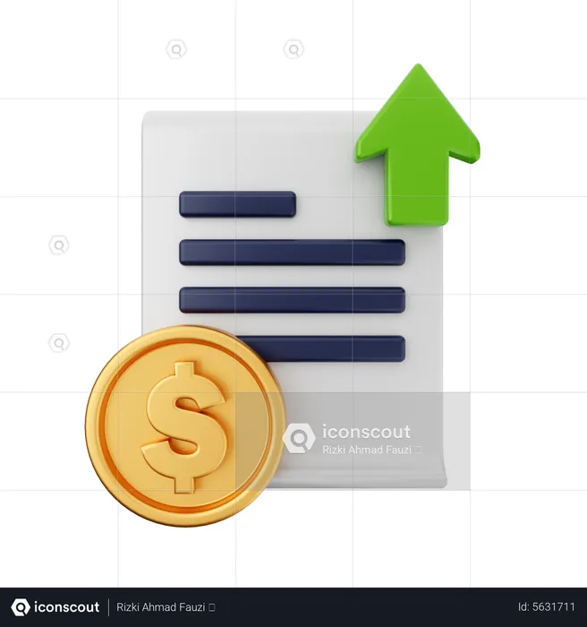 Upload Financial Document  3D Icon