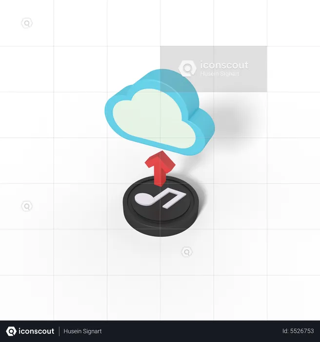 Upload music on cloud  3D Icon