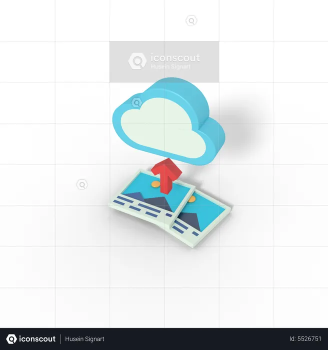 Upload picture on cloud  3D Icon