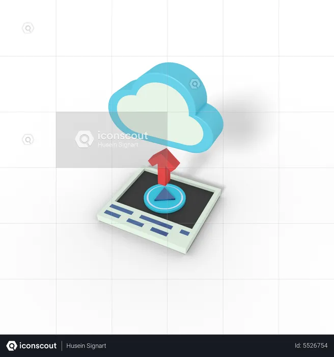 Upload video on cloud  3D Icon
