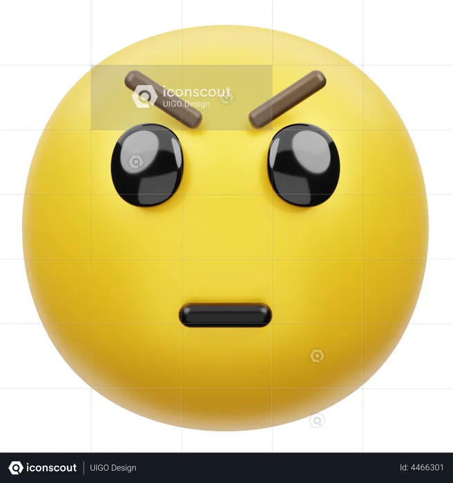 Upset Face Emoji 3D Illustration