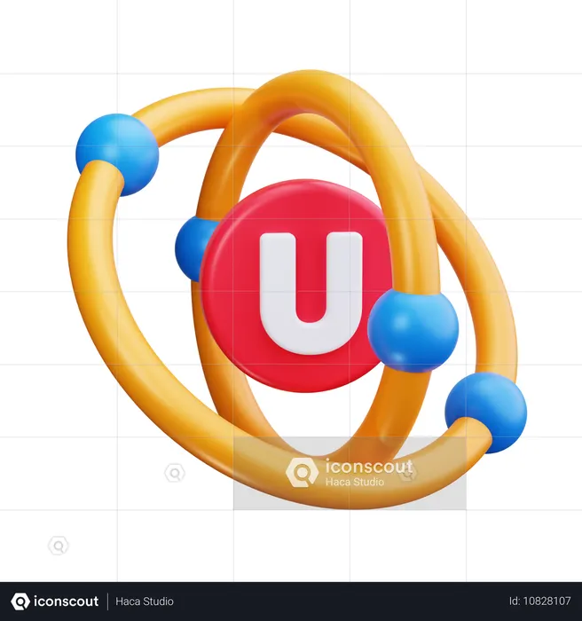 Uranium Atom  3D Icon